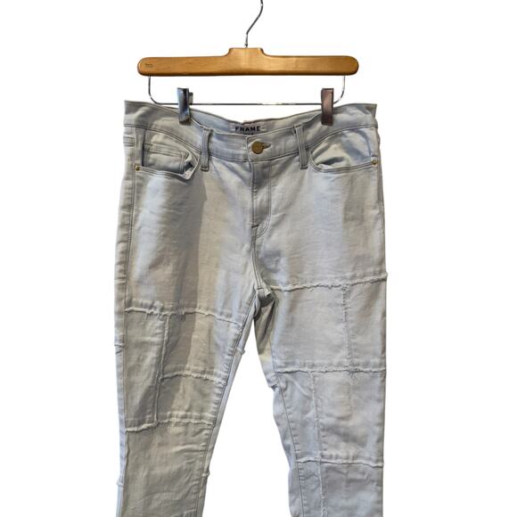 Frame Denim Le Skinny De Jeanne Patchwork Denim Jeans Light Wash 31 - Picture 3 of 8